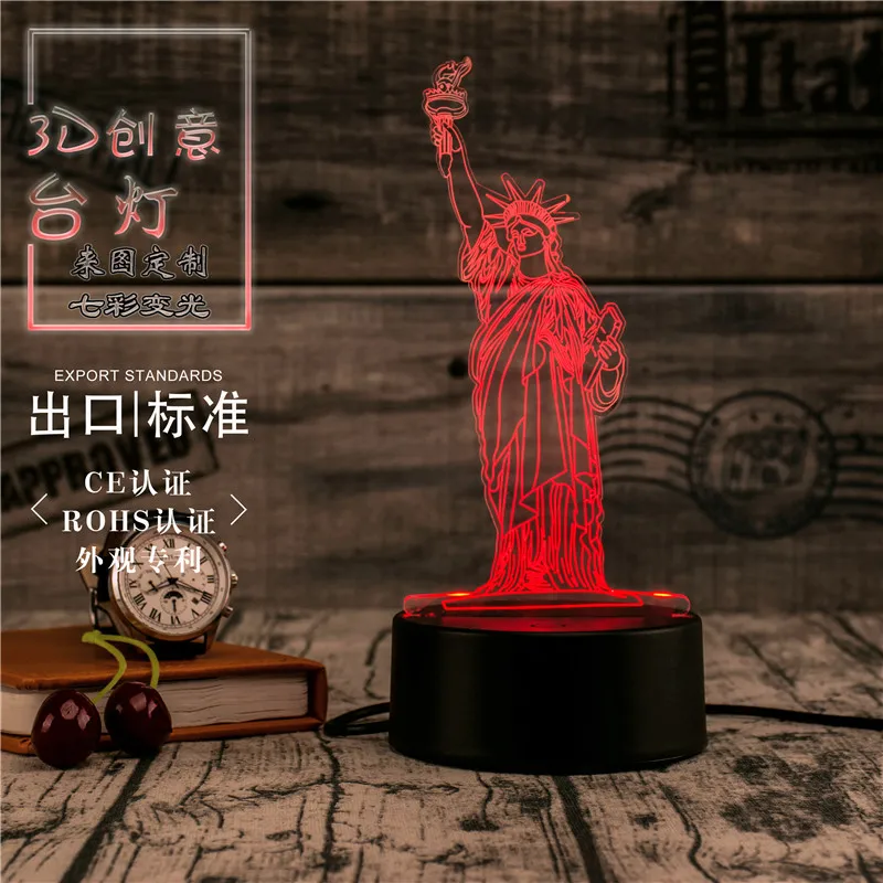 3D Led Novety светильник ing креативный подарок Ночной светильник Настольная лампа Статуя Свободы светодиодный домашний коридор отель вечерние светильник s