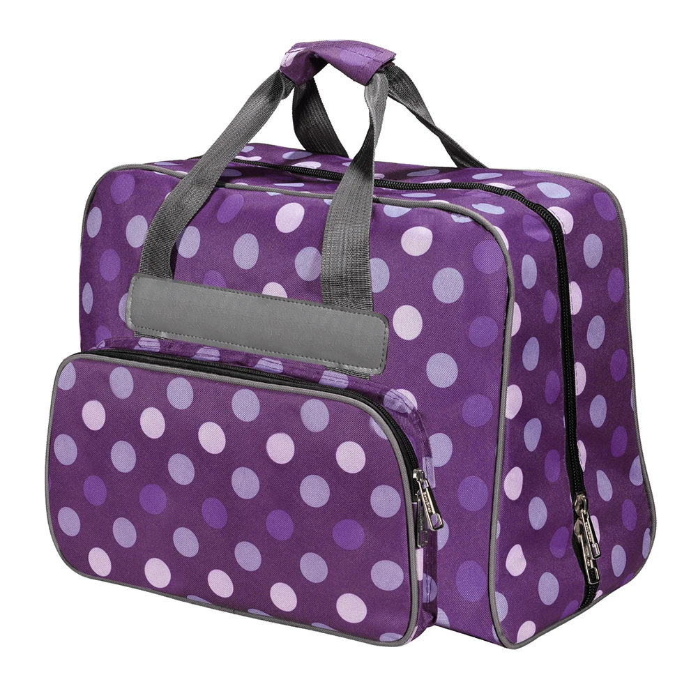 Льняная сумка-тоут с узором в горошек, сумка для швейной машины, многофункциональная большая емкость, ткань Оксфорд, дорожная Портативная сумка для хранения, швейные инструменты - Цвет: Purple