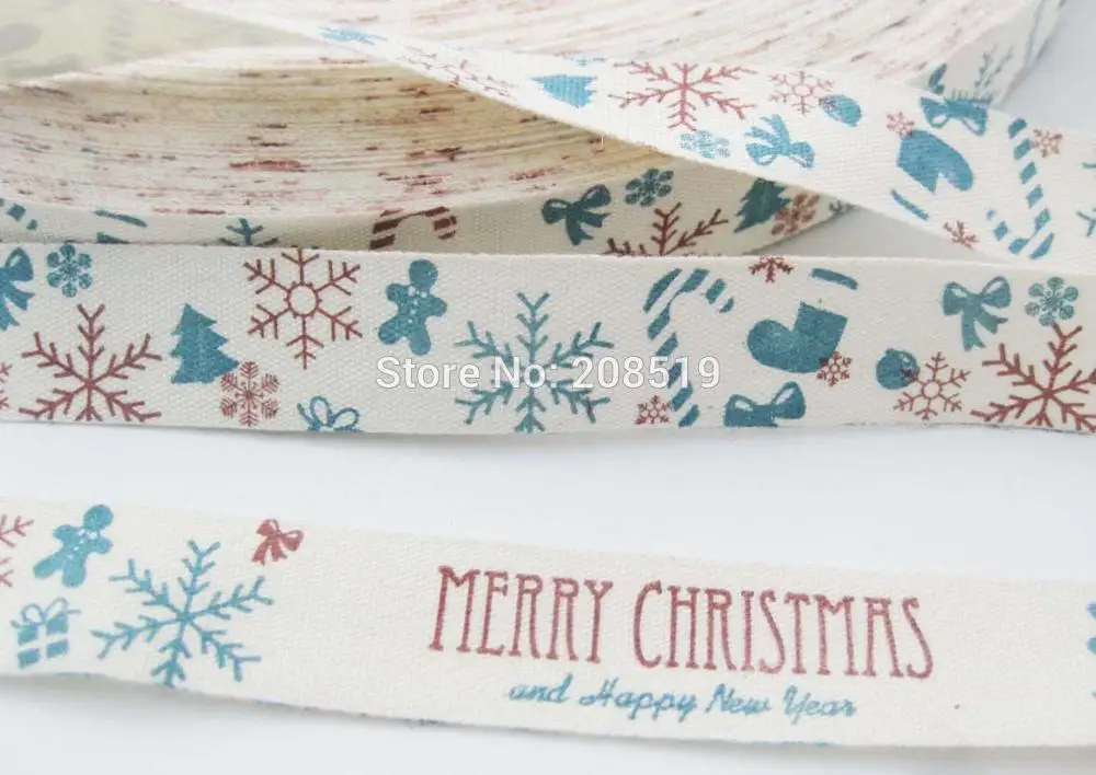 

CR0025 Fashion Ribbons for christmas decoration 24 Yards Merry Christmas 100% cotton tape handmade DIY