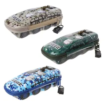 

1Pcs Creative Car Camouflage Pencil Bag With Lock Pen Storage Organizer Office School Supplies Stationery Boy Gift