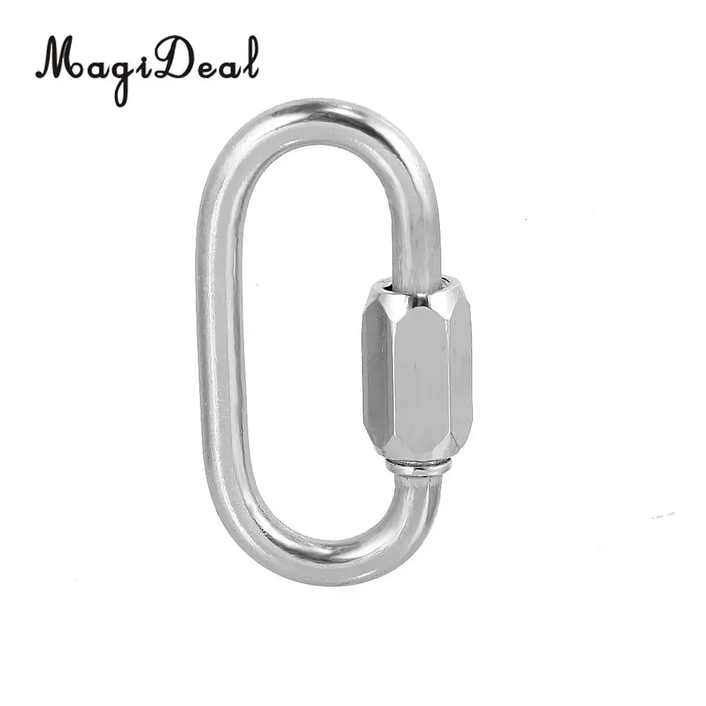 MagiDeal Safety 5mm 316 Stainless Steel Chain Quick Link Marine Grade Carabiner SWL 450KG/ 220KG for Hiking Camping Application
