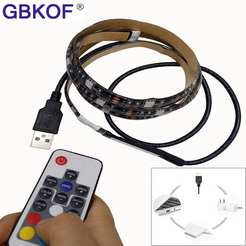 DC5V USB светодиодные полосы 5050 RGB гибкие свет 50 см 1 м 2 IP65 Водонепроницаемый ТВ