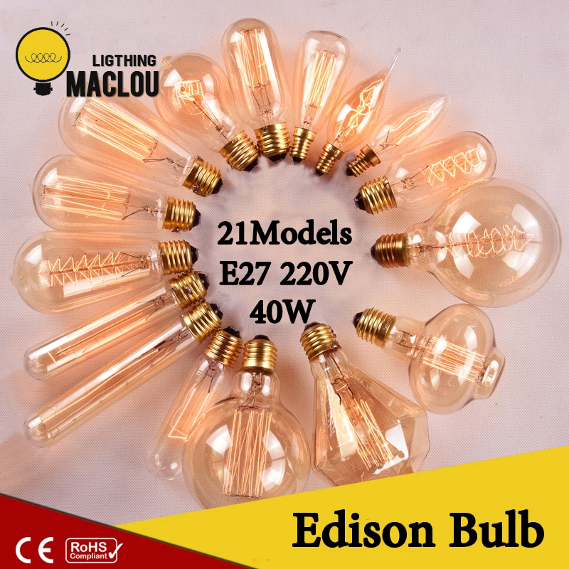 

Vintage Edison Bulb E27 Retro Lamp ST64 G80 G95 Incandescent Bulb 220v Holiday Lights 40w Filament Lamp Lampada Home Decor