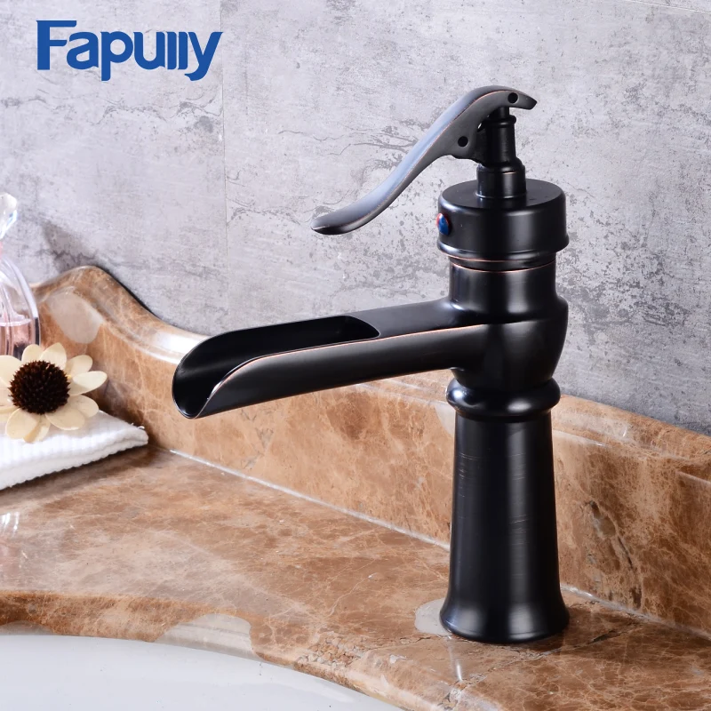 

Fapully best deck mounted oil rubbed bronze black basin faucet