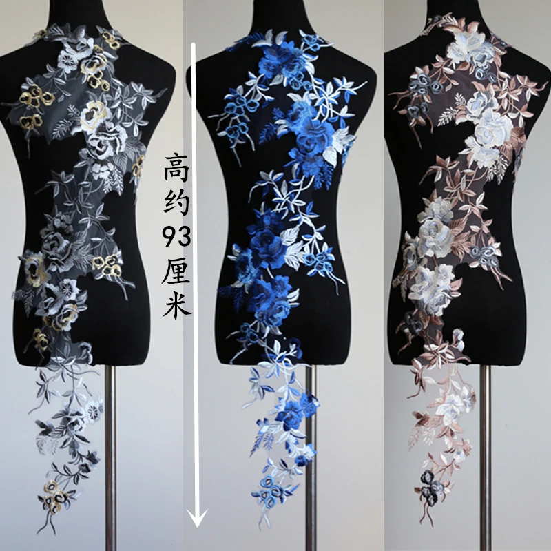 

1 Piece Large Lace Applique Flower Embroidery Neckline Lace Appliques Trimmings Collar Sewing DIY Crafts For Wedding Dress