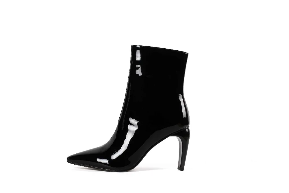 Krazing Pot/ г.; обувь из натуральной лакированной кожи с острым носком на высоком каблуке; Уличная обувь в европейском стиле; Модные женские зимние ботильоны для свиданий; L38