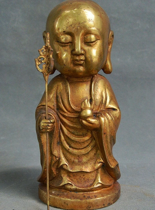 

8 China Buddhism Bronze Gilt Ksitigarbha Boddhisattva Tang Sanzang Buddha Statue