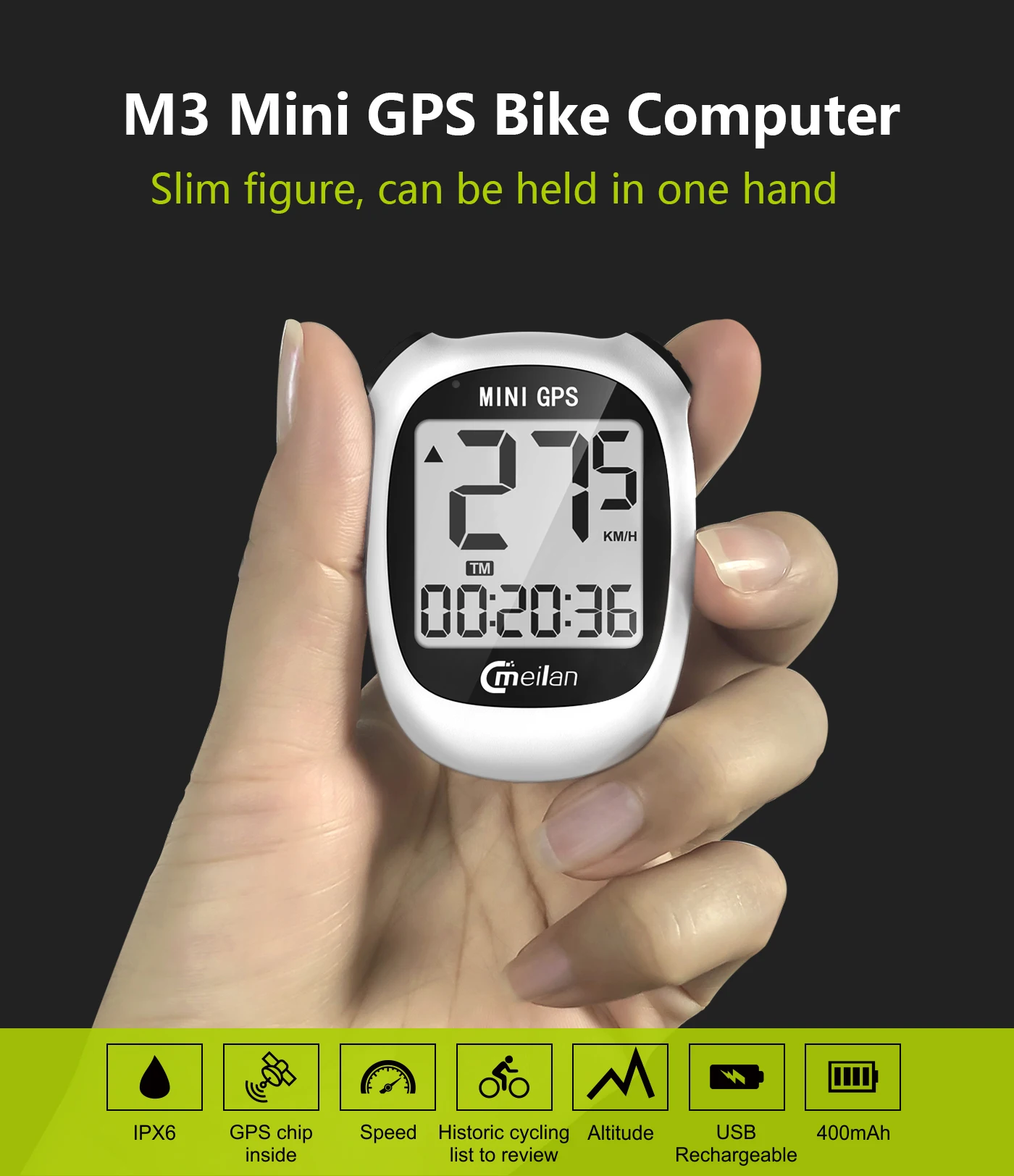 Meilan GPS Bike computer bicycle GPS Speedometer M3 Speed Altitude DST Ride time Wireless waterproof bicycle computer