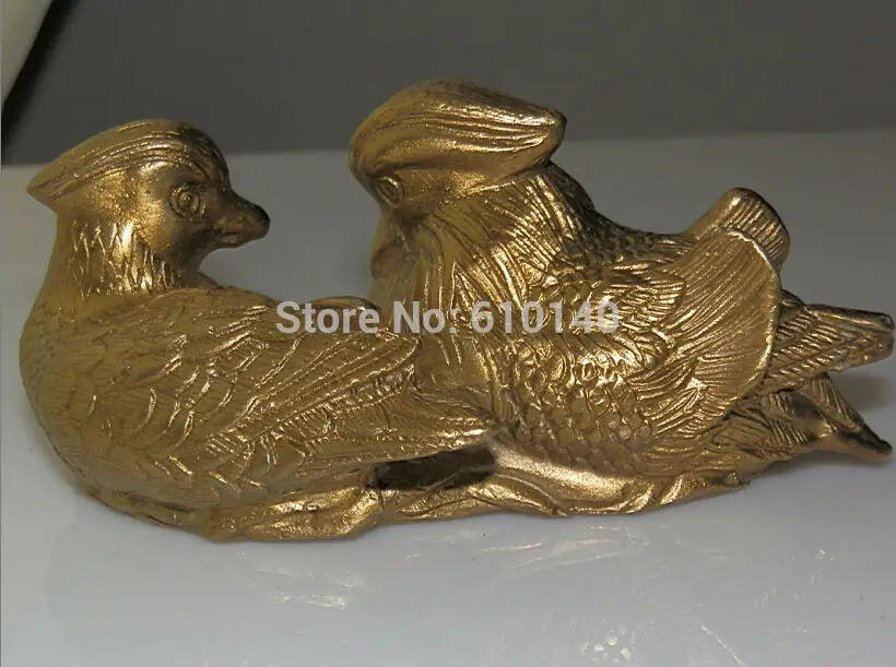 

CHINESE OLD BRASS VINTAGE HANDWORK COPPER CARVED Mandarin duck bird STATUE