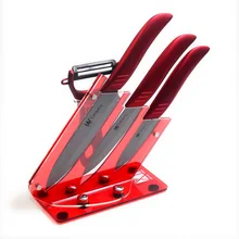 Rot Multifunktionale Küchenmesser Halter Gute Grade 3 Stück Keramik Messer Set Schwarz Balde Rot Griff Kochen Messer + Schäler