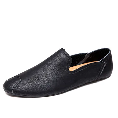 Летняя мужская обувь модная модельная мужская кожаная обувь с острым носком дышащие низкие Лоферы повседневная обувь легкая мягкая обувь для вождения - Цвет: Black