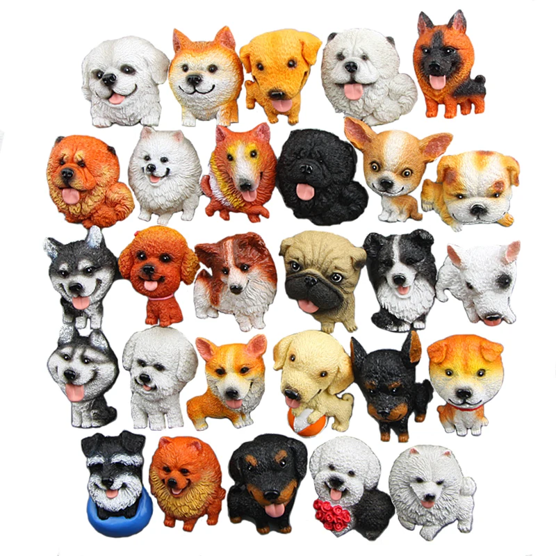 

Cute Dogs Magnet for Refrigerator Toys Miniature Fridge Puppy Magnete Mini Cartoon Figurine Resin Artificial Simulation Animals