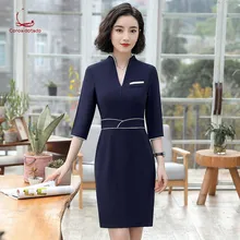 Косметолог рабочая одежда лето стиль платье Мода темперамент professional платье женщины музей здоровья одежда