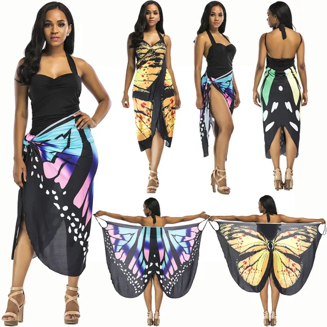 Erfly Pareo Bathing Suit Women Beach Skirt Cover Up Swimsuit Erfly Pareo Bathing Suit Women Beach Skirt Cover Up Swimsuit Ups Sarongs Summer