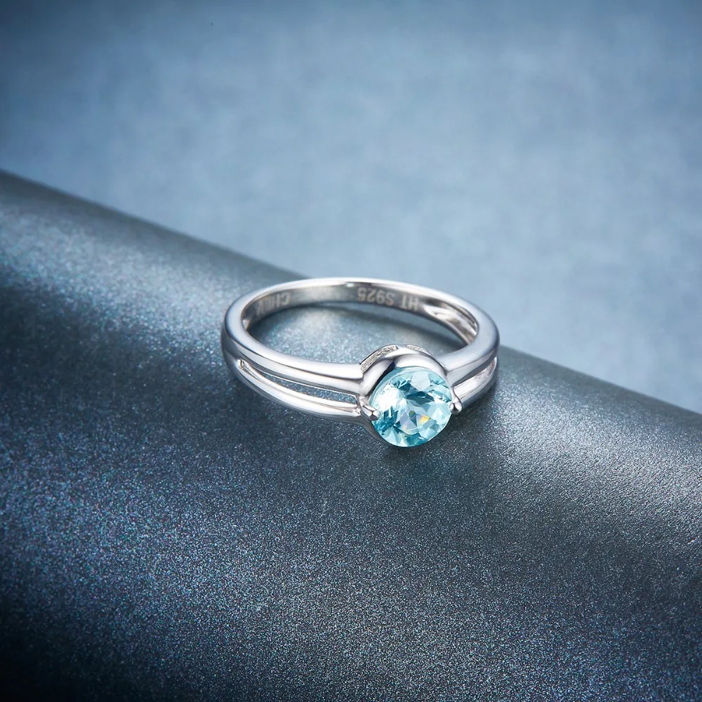 Женское кольцо из серебра 925 пробы с натуральным аквамарином|fine jewelry|925 sterling gemstone