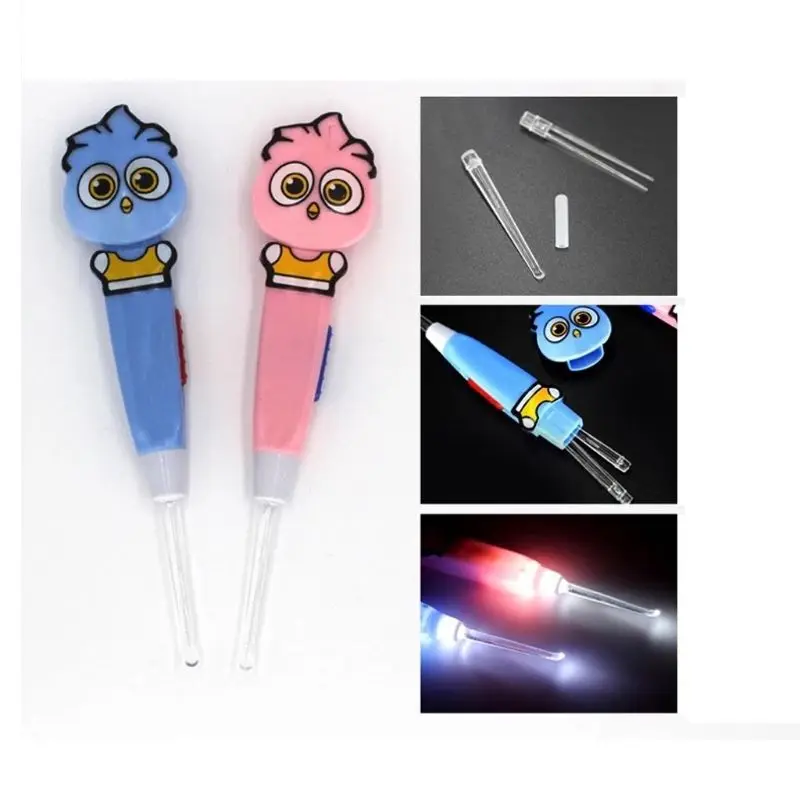 

Cartoon Owl Luminous Earpick LED Light Ear Cleaning Spoon Baby Earwax Removing Safe Tool Kids Nursing Care