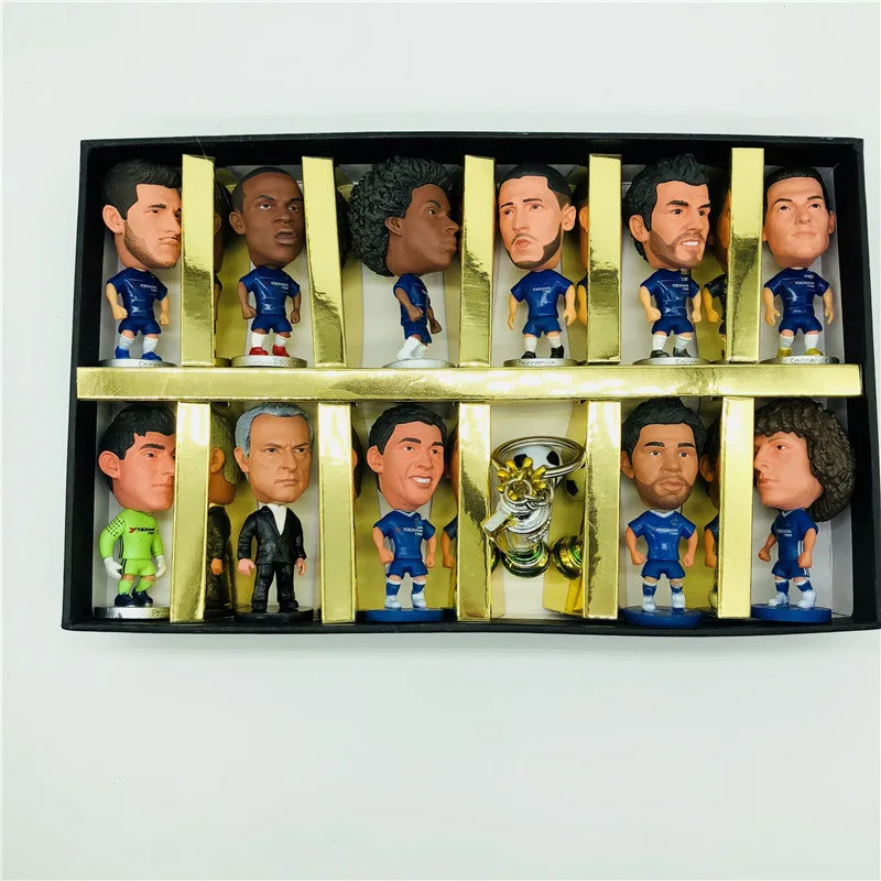 

Soccerwe London Blue Club Soccer Dolls Conte Hazard Fabregas Cech Kante Figurine 11 pcs 1 Set Delicate Gift Box 2019 Season