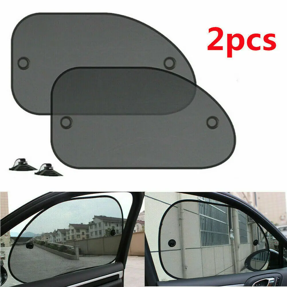 

2Pcs Car Side Window Nylon Mesh Cloth Black Mesh Sun Shade Visor Anti-UV Cover Shield For Most Cars Protection Sun Visors