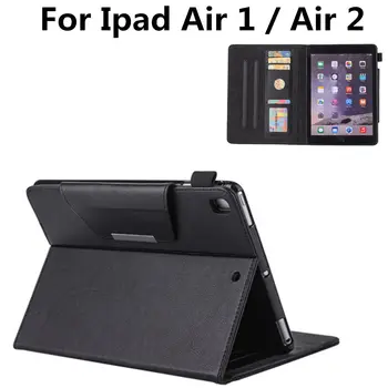 

High Quality PU Leather Business Case For iPad Air 2 Case With Soft TPU Back Sleeve for ipad Air Wallet Stand Protective Cover