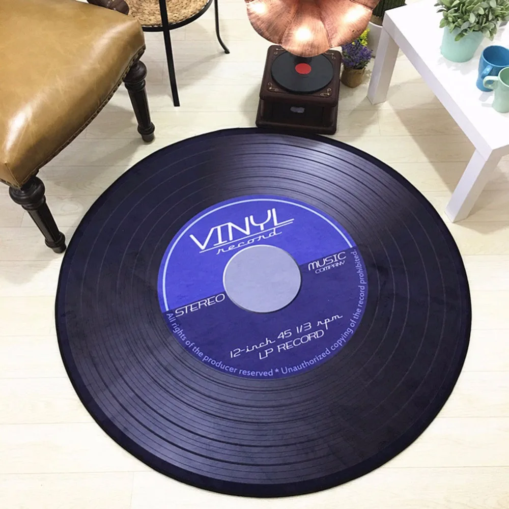 Bath Mat Cd Carpet Toilet Mats Rug In The Toilet For Bathroom Antique Sofa Chair Cushion Cat Vinyl Record Non-Slip Round Rug