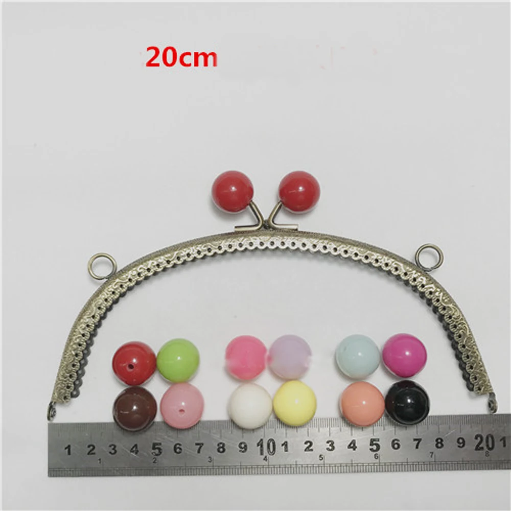 

Women handbag purse frame colorful ball kiss buckle knurling metal clasp bag making hardware accessories 20.5cm 5pcs/lot