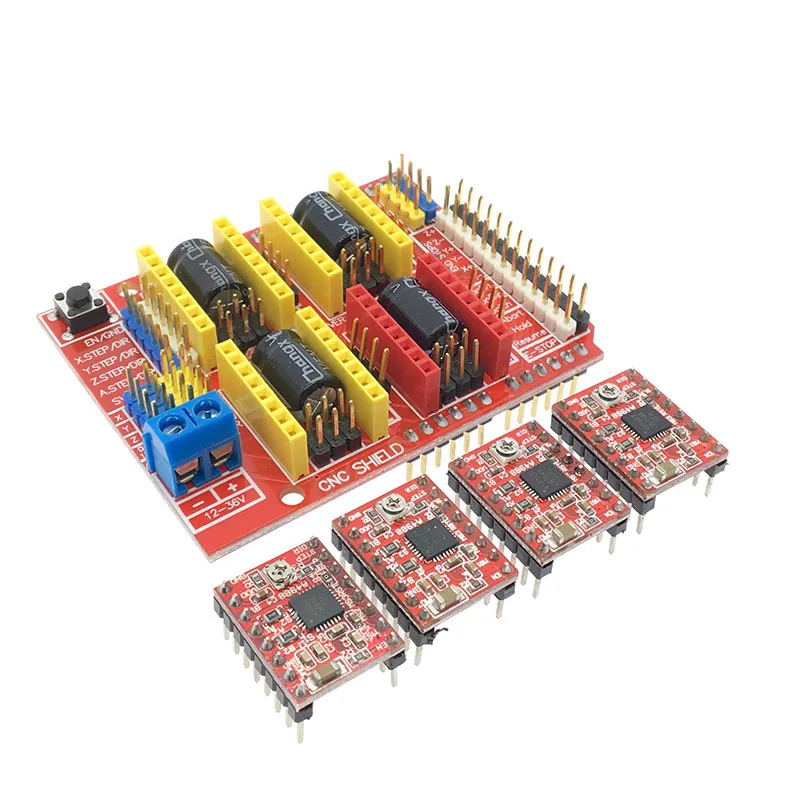 CNC щит V3 гравировальный станок 3d принтер+ 4 шт. A4988/DRV8825/AT2100 шаговый двигатель драйвер Плата расширения для Arduino UNO R3