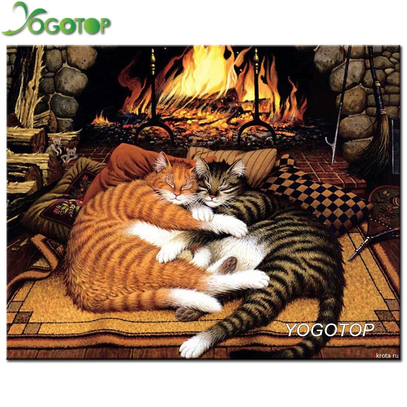 

YOGOTOP Diamond Embroidery sleeping cat Pattern DIY 5D Diamond Painting Cross Stitch Full Needlework Rhinestones Painting ZB369