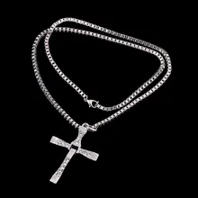 The Fast And The Furious Dominic Toretto Vin New Movie Jewelry Classic Rhinestone Pendant Sliver Cross