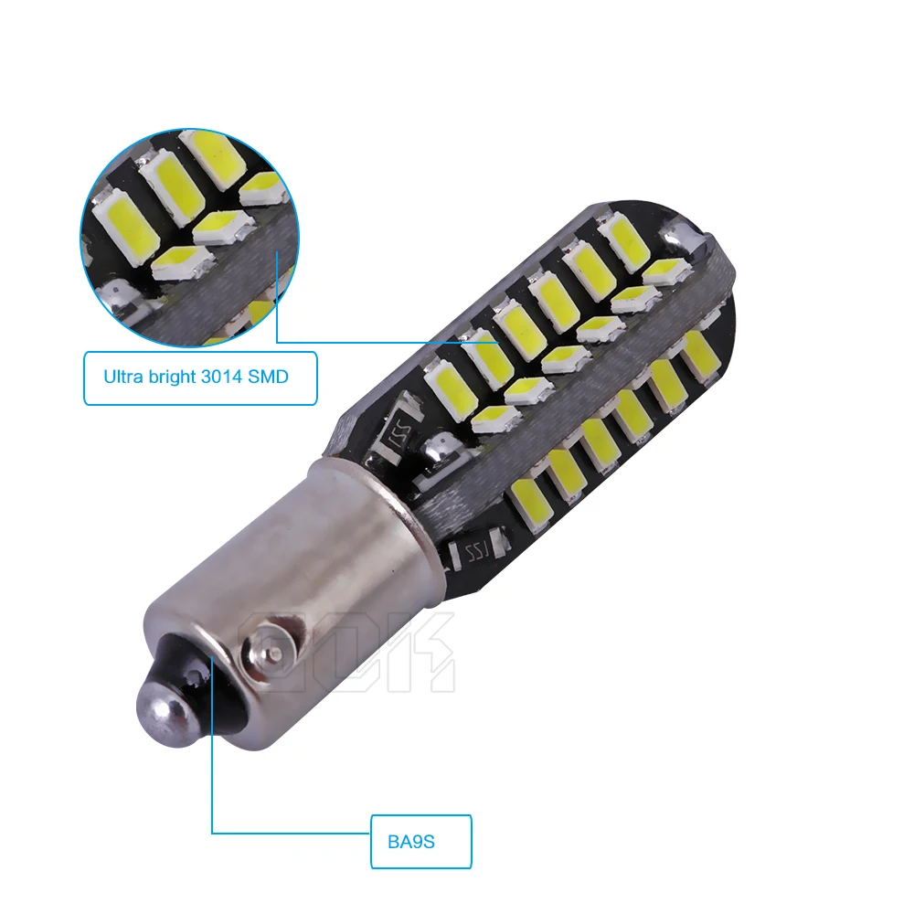 2 шт./Лот Бесплатная доставка Автомобильная светодиодная лампа BA9S canbus T4W LED W5W Canbus 48