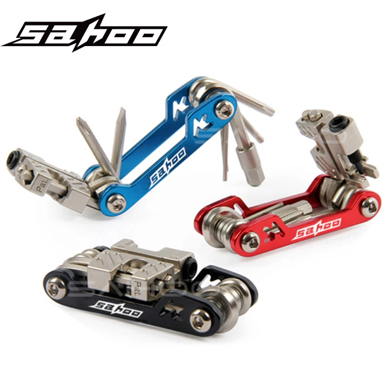

SAHOO 17 In 1 Mini Folding Bike Tools Kits Multifunction Bicycle Tools Cycling Bike Tire Repair Kit Set Herramientas Bicicleta