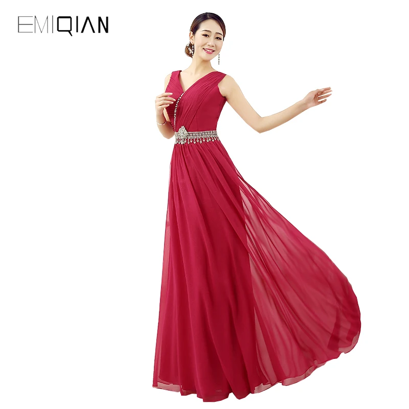 

100% Real Picture Latest Designs A Line V Neck Tank Chiffon Evening Dress
