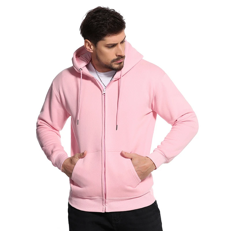 Mens pink zipper hoodie Clearance