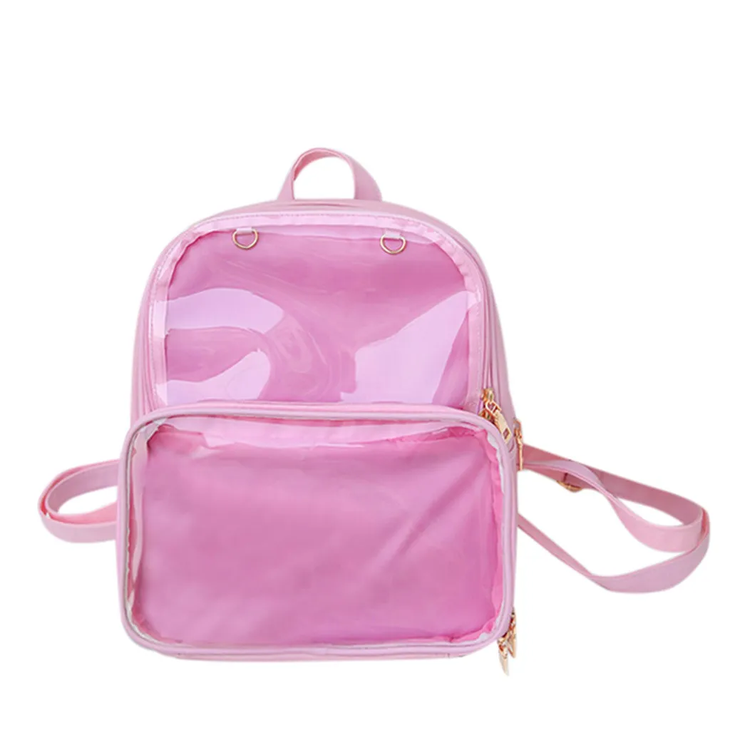 Милые прозрачные женские рюкзаки ПВХ желеобразного цвета, школьные сумки, модные сумки для девочек-подростков, школьные рюкзаки# N3 - Цвет: Розовый