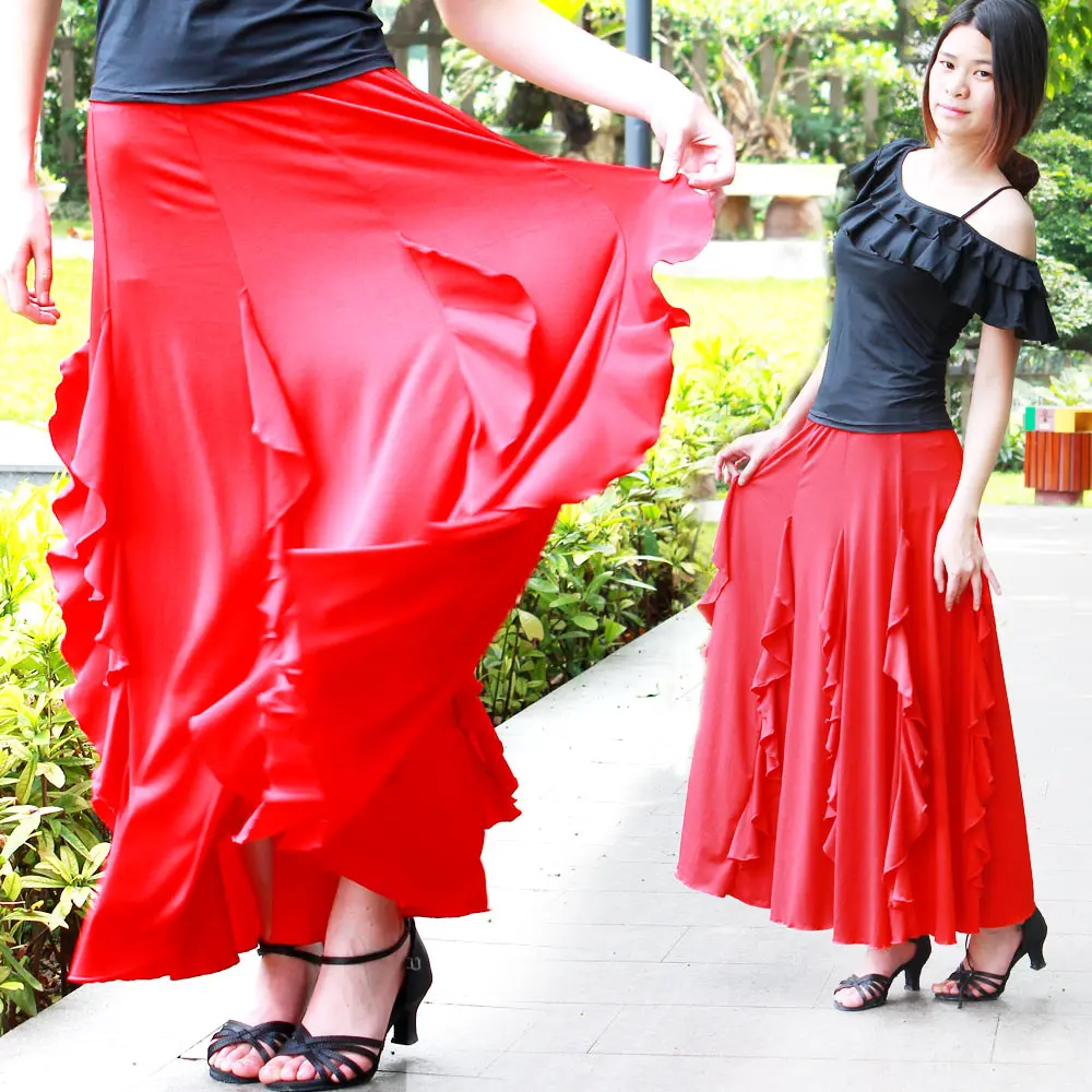 Square dance dance clothing eight skirt ballroom 80 cm red dress dance