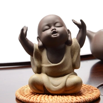 Китайский ручной набор для чая Фиолетовый; песок милый буддийский монах чай аксессуары домашний чай Pet украшение автомобиля фиолетовый; песок керамика ювелирные изделия