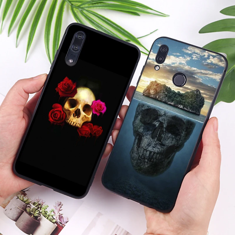 Чехол для телефона с цветочным черепом роскошный Huawei P10 Plus 20 pro P20 mate Lite