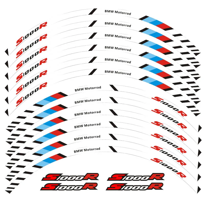 4 вида стилей мотоцикл колесные наклейки Светоотражающие Водонепроницаемые наклейки обода в полоску S1000R для BMW S1000R