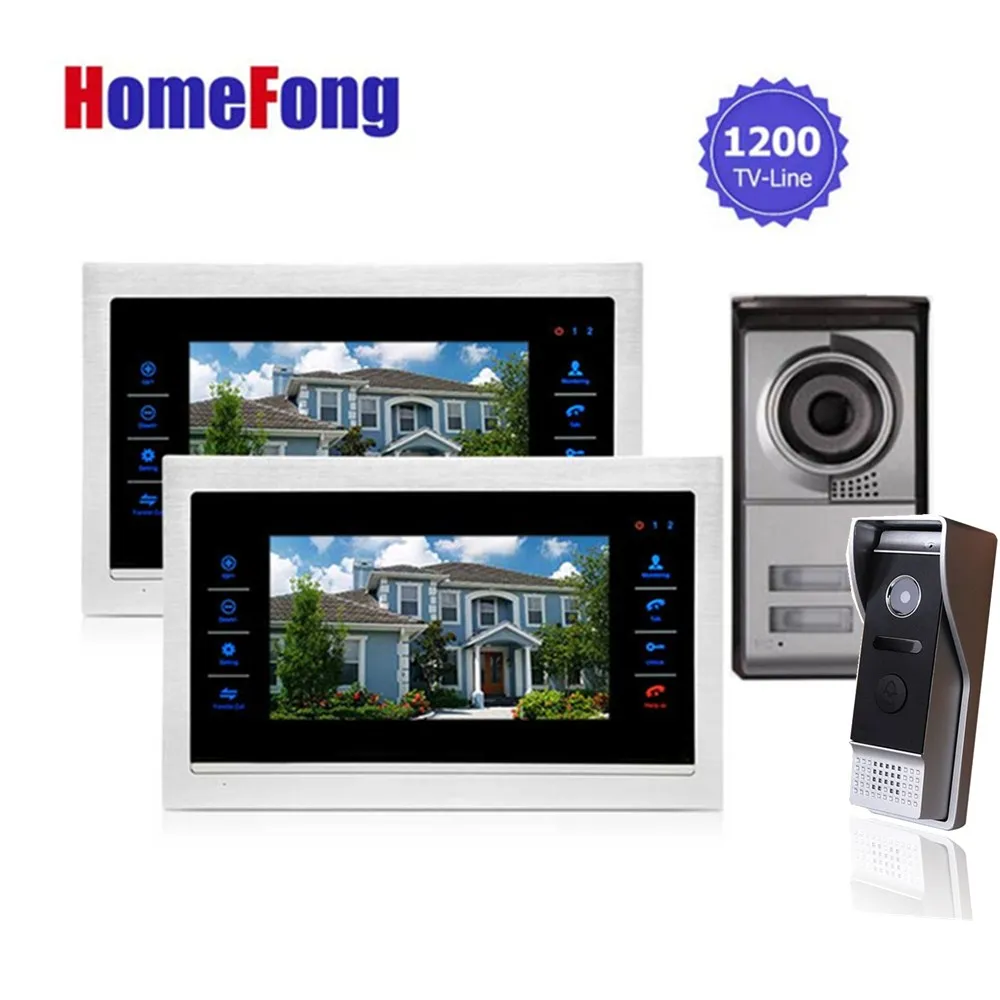 

Homefong 2 Apartment/Family Video Door Phone Intercom System Doorbell Camera with 2 button 2 Monitor Waterproof