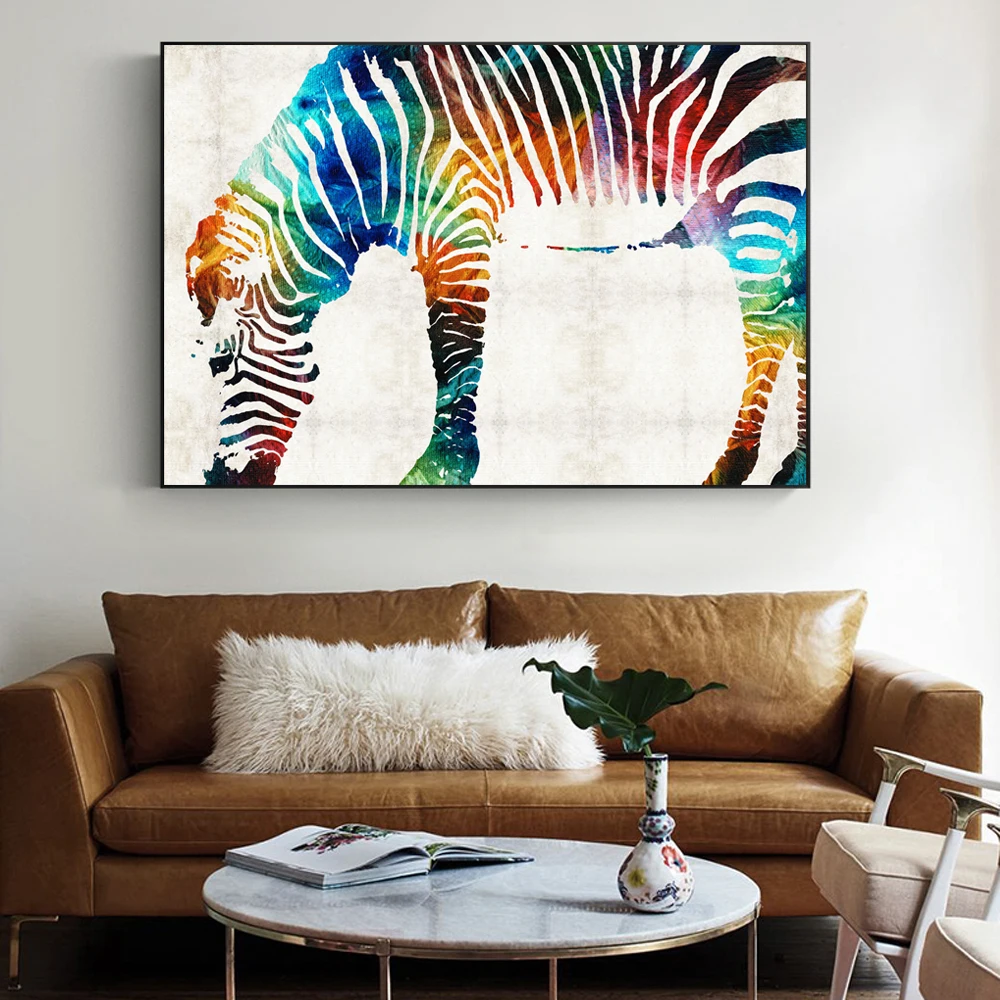Watercolor Zebra Pop Wall Art Canvas Painting On The Wall Abstract Colorful Animals Home Decor