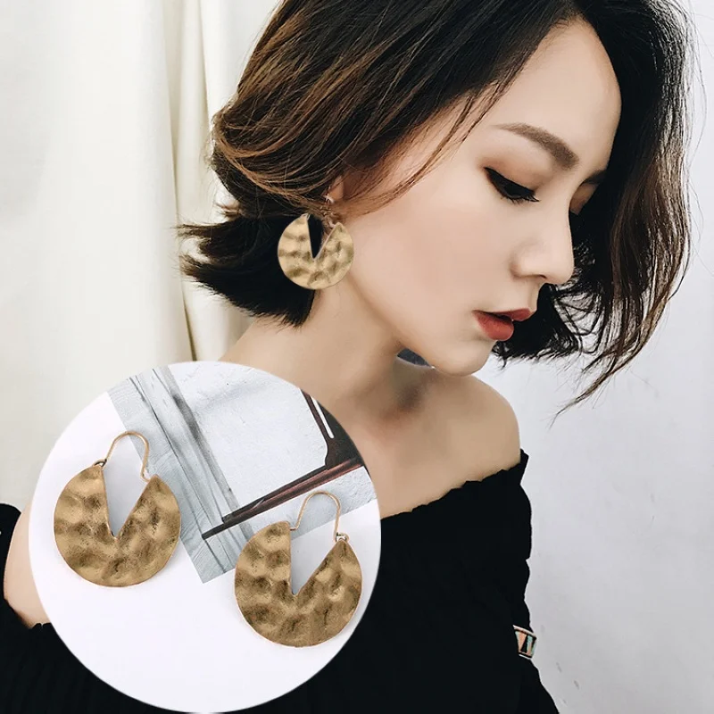 

Creative Vintge Round Earrings Pop Fancy Drop Earrings Personality Irregular Earrings for Women Brincos 2018 Girls Jewelry Gift