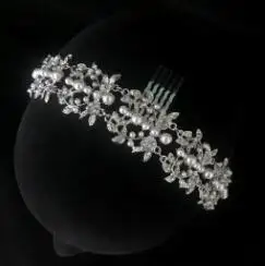 Кристалл серебряная тиара свадебная 6 дизайнерские шпильки повязка для волос Королевский головной убор свадебная одежда Корона аксессуар для женщин ювелирные изделия - Окраска металла: Светло-желтый цвет
