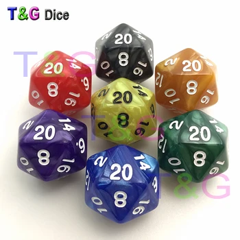 

5pcs/set T&G High Quality Multi D20 Dice Set Marble effect,RPG 20 side Digital number 1-20 for Board Game novelty