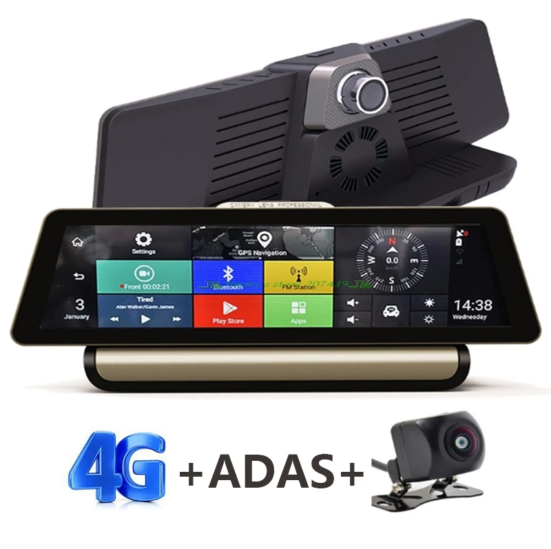 

4G Wifi 10'' Car DVR Camera Android 5.1 GPS Navigation ADAS Remote Monitor Dual Len Dash Cam with Rear View Camera