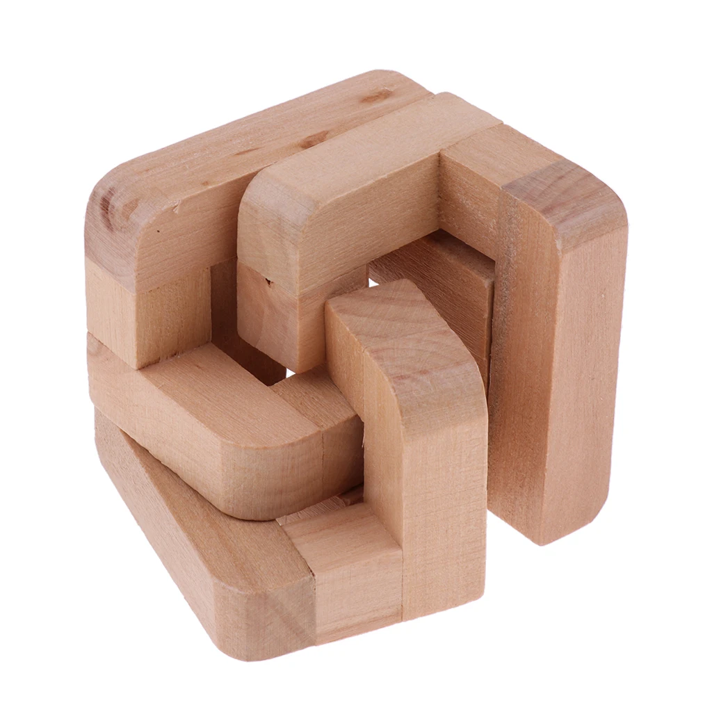 Challenge Yourself ! Disassemble and Assemble It- Classic Wooden Kong Ming Lock Brain Teaser Intelligence Puzzle Game Toy  