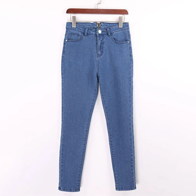 

Back Zipper 2019 NEW Summer Fashion blue Women High Waist Trousers Sexy Pencil Stretch Denim Jeans Pants