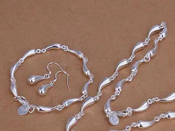 

S189 Wholesale silver color color jewelry sets silver color color jewelry Dropear Drop Necklace Bracelet Earring