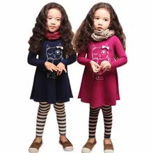 2016 fall winter 2pcs 1pc Shirts+1pc strip Pants Children’s Clothing Set Girls Clothes Suits plum navy owl cotton girl clothes