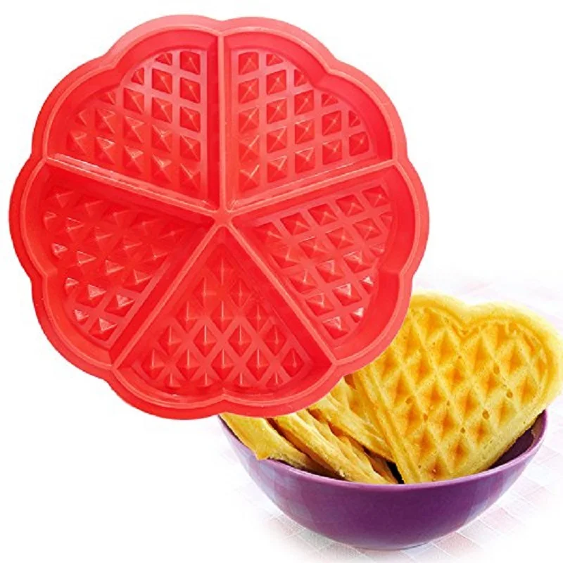 

DIY Heart Shape Waffle Mold 5-Cavity/4-Hold Silicone Oven Pan Baking Cookie Cake Muffin Cooking Tools Kitchen Accessories Supply