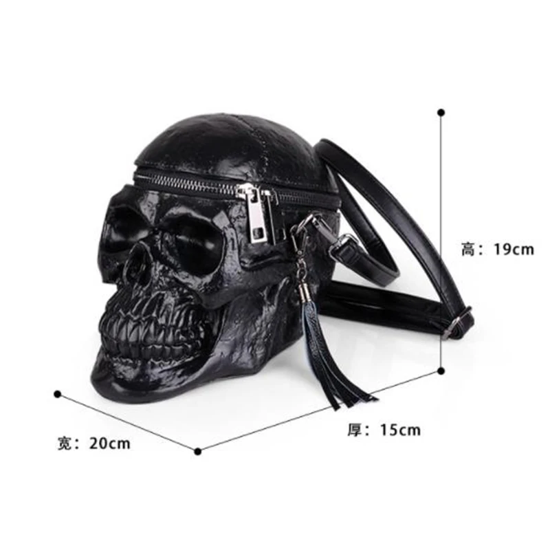 3D Funny Skeleton Head Black Shoulder Crossbones Messenger Bag Men Women Street Satchel Package Sku