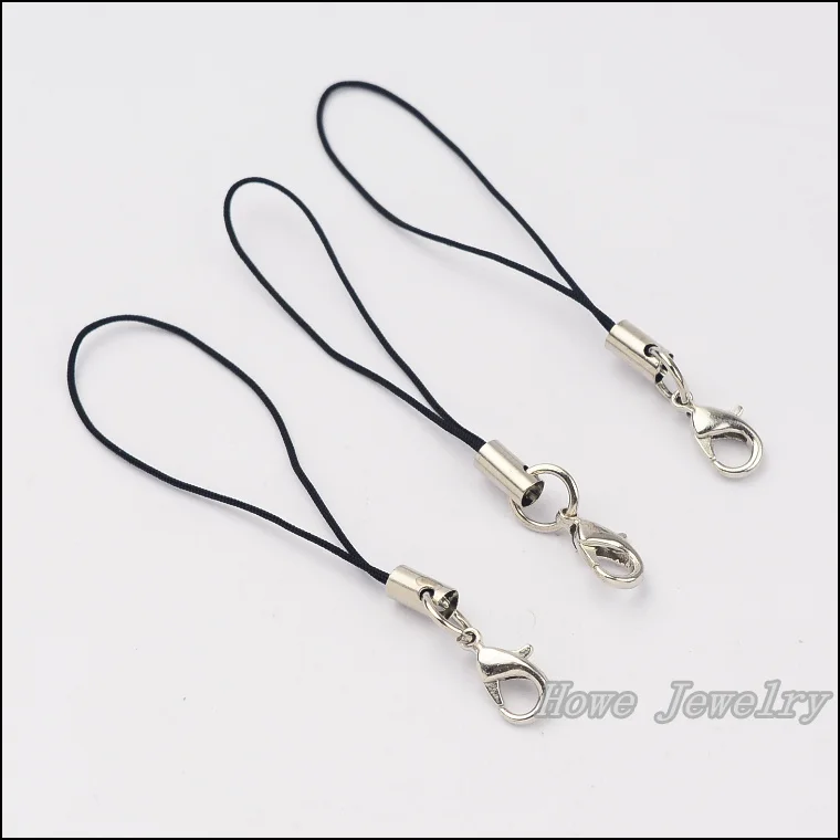 

100 PCs Per Lot Black Cell Phone Lanyard Cords Strap Lariat Mobile Lobster Clasp 65mm/2.56''